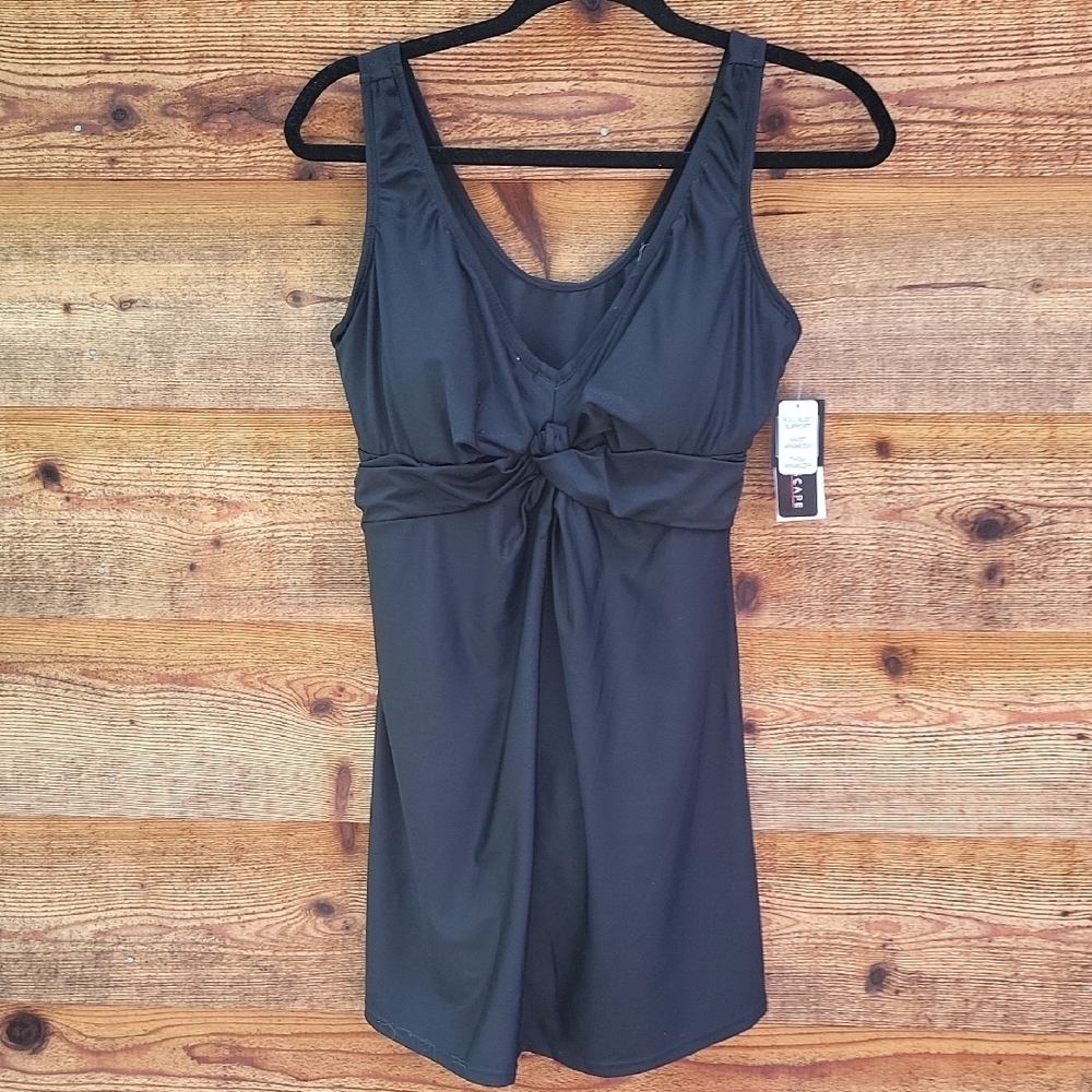 Island Escape Macy's Black swim Dress 10 NWT